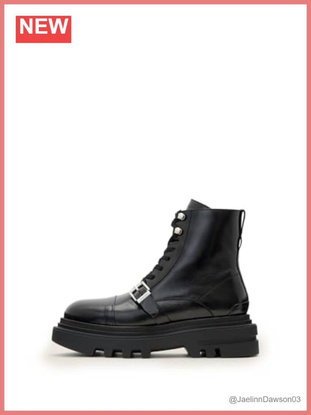 AllSaints Astrid Leather Mid-Calf Combat Lace-Up Platform Boots